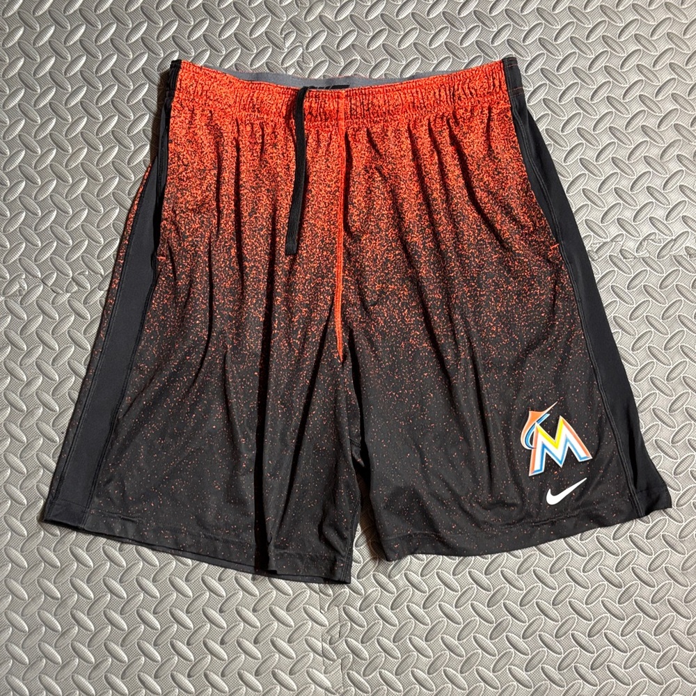 Nike Men's Black and Orange Gradient Shorts